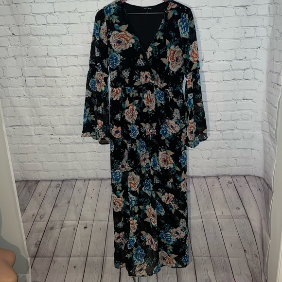 As U Wish Multicolor long long sleeve flower dress size L - Picture 5 of 11